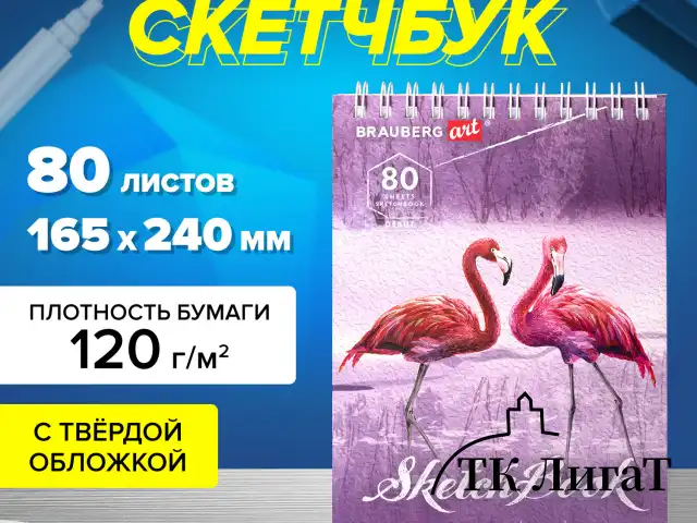 Скетчбук, белая бумага 120 г/м2 165х240 мм, 80 л., гребень, твердая обложка, BRAUBERG ART DEBUT, 112990