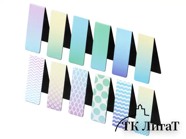 Закладки для книг МАГНИТНЫЕ, "GRADIENT", набор 12 шт., 60x20 мм, BRAUBERG, 113170