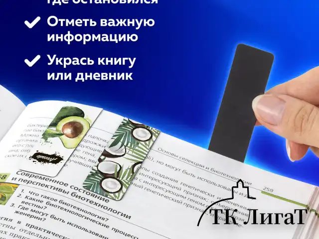 Закладки для книг МАГНИТНЫЕ, "FRUITS", набор 12 шт., 60x20 мм, BRAUBERG, 113173