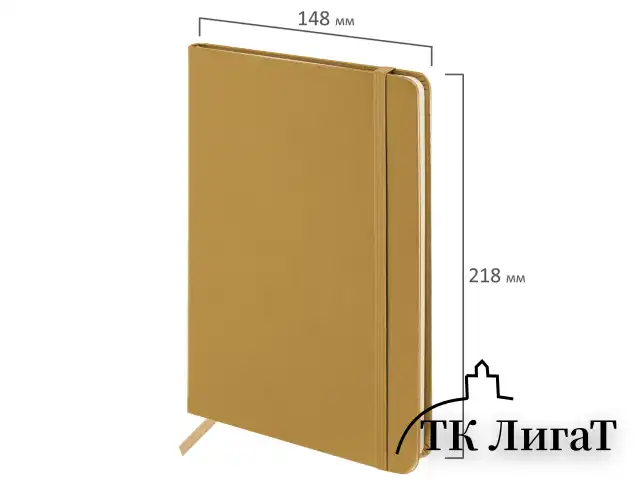 Блокнот А5 (148x218 мм), BRAUBERG "Metropolis Special", под кожу, 80 л., резинка, клетка, золотистый, 113333