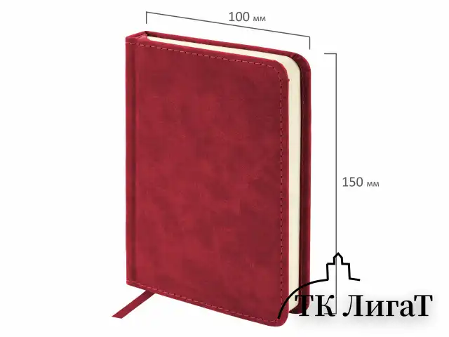 Ежедневник недатированный МАЛЫЙ 100х150 мм А6 BRAUBERG "Status", под кожу, 160 л., красный, 113367