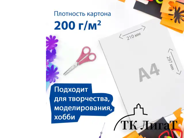 Картон белый А4 МЕЛОВАННЫЙ (белый оборот), 50 листов, в коробке, BRAUBERG, 210х297 мм, 113562