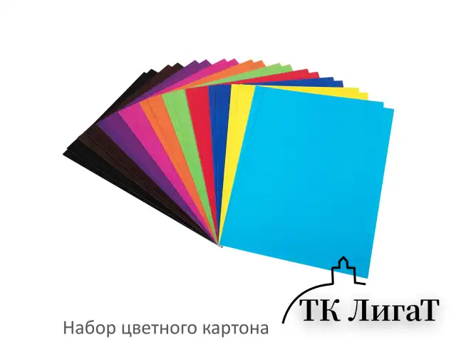 Набор картона и бумаги A4 мелованные (белый 10 л., цветной и бумага по 20 л.,10 цветов), BRAUBERG, 113567