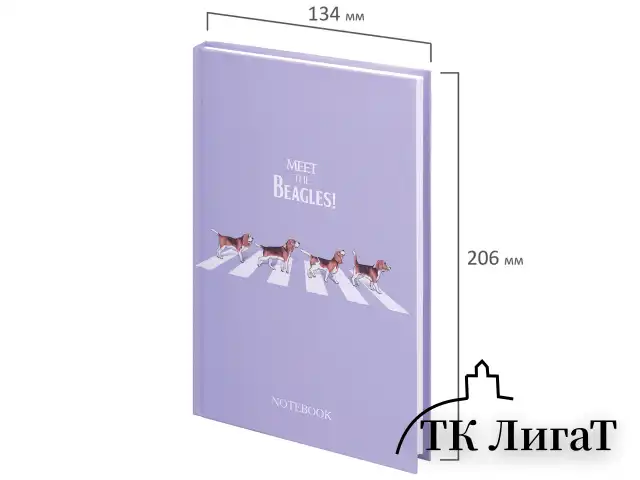 Блокнот А5 134х206 мм, 80 л., твердый, клетка, выборочный лак, STAFF, "Beagles", 114424