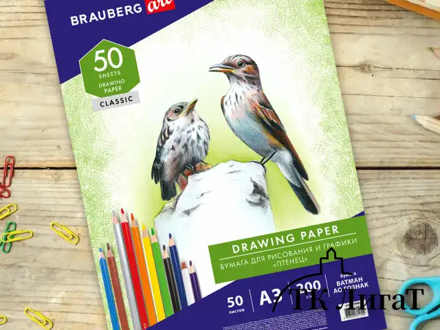Бумага для рисования и графики А3, 50 л., 200 г/м2, ВАТМАН ГОЗНАК СПб, в коробке, BRAUBERG ART, 114490