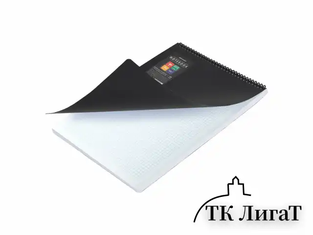 Блокнот БОЛЬШОГО ФОРМАТА А4, 80 л., обложка пластик, клетка, BRAUBERG "Metropolis", ЧЕРНЫЙ, 115577