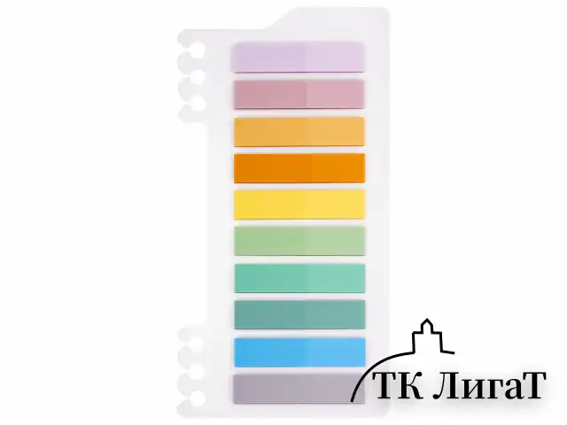 Закладки клейкие пастельные BRAUBERG PASTEL, пластиковые, 45х10 мм, 10 цветов х 20 листов, 115579