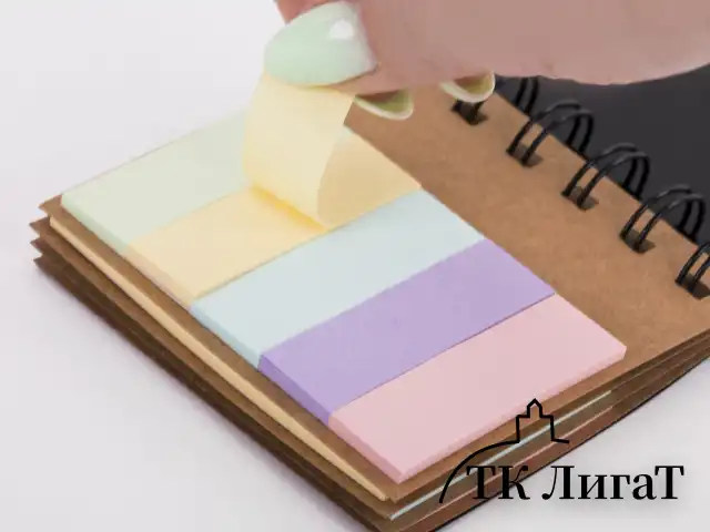 Закладки клейкие в книжке BRAUBERG PASTEL 200 штук: 50х15 мм 5 цветов х 25 листов, 50х75 мм 3 цвета х 25 листов, 115582