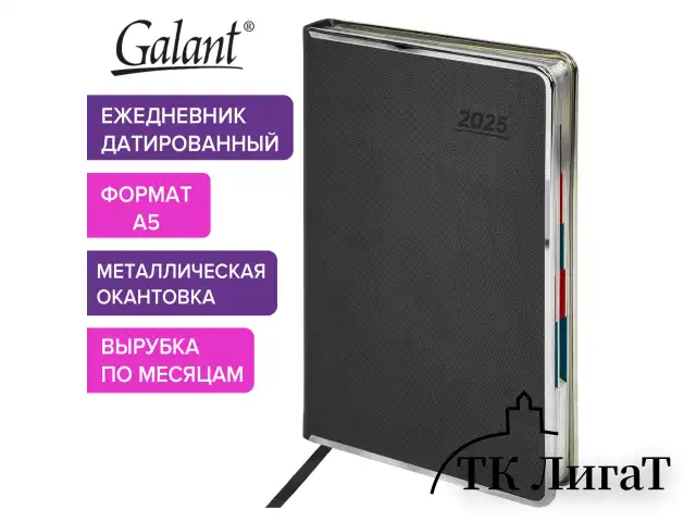 Ежедневник датированный 2025 А5 148х218 мм GALANT "Infinity Silver", под кожу, серый, 115724