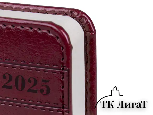 Ежедневник датированный 2025 МАЛЫЙ ФОРМАТ 100х150 мм А6, BRAUBERG "Imperial", под кожу, бордо, 115746
