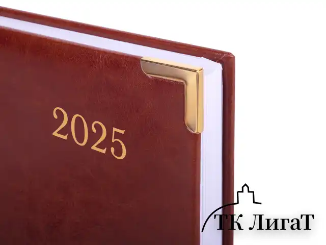 Ежедневник датированный 2025 А5 138x213 мм BRAUBERG "Senator", под кожу, коричневый, 115814