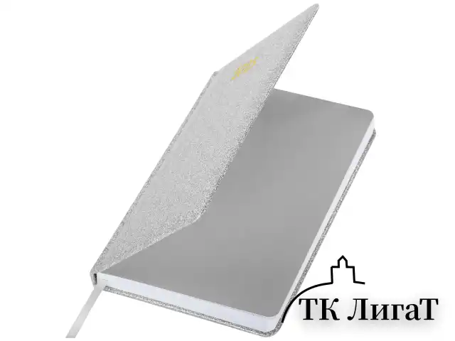Ежедневник датированный 2025, А5, 138x213 мм, BRAUBERG "Sparkle", под кожу, блестки, серебристый, 115858