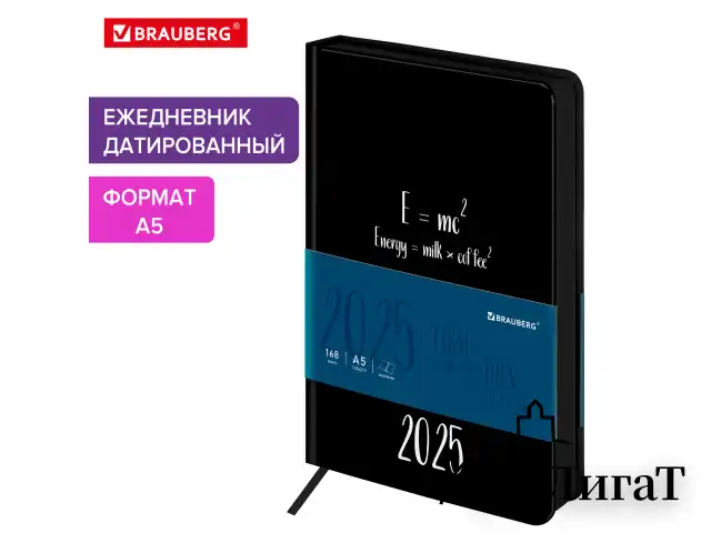 Ежедневник датированный 2025 А5 138x213 мм BRAUBERG "Vista", под кожу твердый, "Энергия", 115878