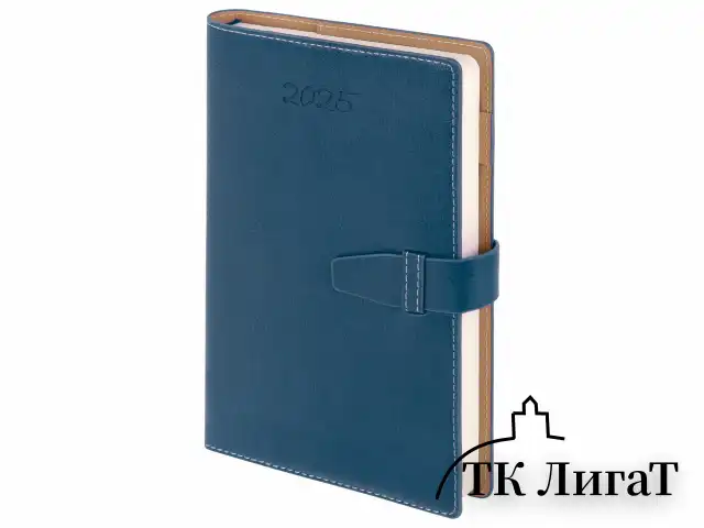 Ежедневник датированный 2025, А5, 143х218 мм, BRAUBERG "Journal", под кожу, застежка, органайзер, синий, 115879