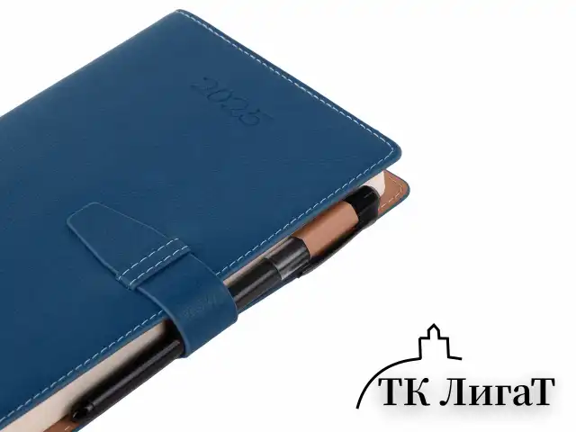 Ежедневник датированный 2025, А5, 143х218 мм, BRAUBERG "Journal", под кожу, застежка, органайзер, синий, 115879