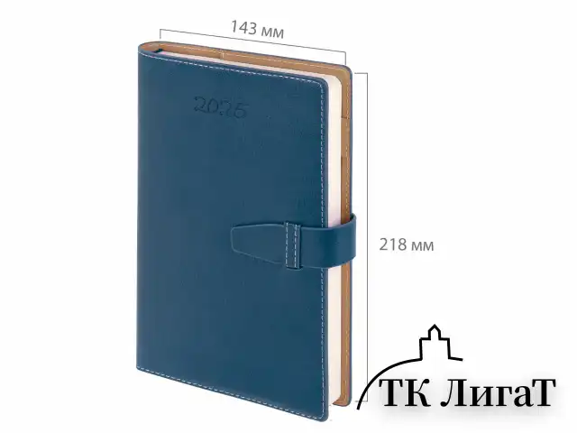 Ежедневник датированный 2025, А5, 143х218 мм, BRAUBERG "Journal", под кожу, застежка, органайзер, синий, 115879