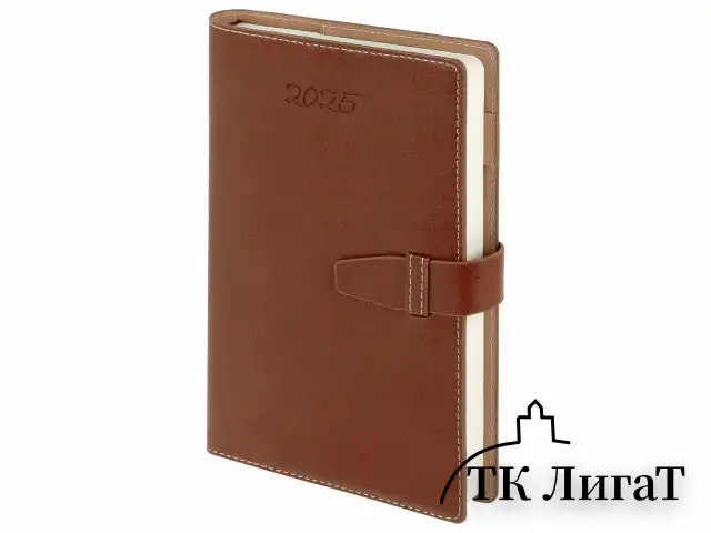 Ежедневник датированный 2025, А5, 143x218 мм, BRAUBERG "Journal", под кожу, застежка, органайзер, коричневый, 115883