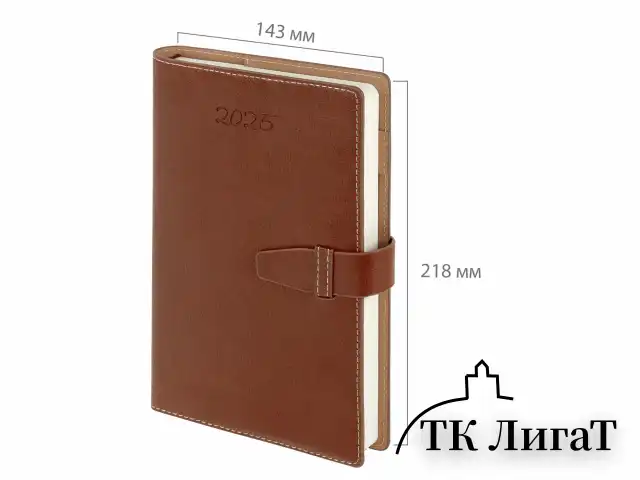 Ежедневник датированный 2025, А5, 143x218 мм, BRAUBERG "Journal", под кожу, застежка, органайзер, коричневый, 115883