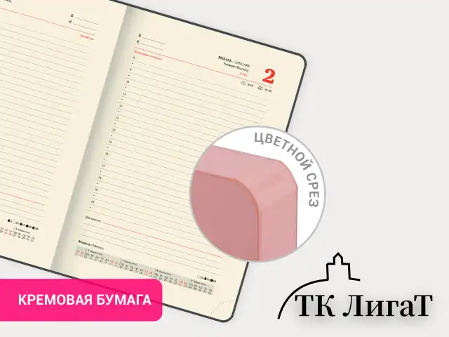 Ежедневник датированный 2025 А5 138x213 мм, BRAUBERG "Pastel", под кожу, гибкий, розовый, 115886