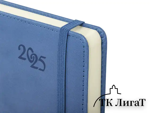 Ежедневник датированный 2025 А5 138x213 мм, BRAUBERG "Optimal", под кожу, резинка-фиксатор, держатель для ручки, синий, 115891