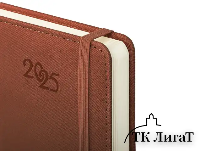 Ежедневник датированный 2025 А5 138x213 мм, BRAUBERG "Optimal", под кожу, резинка-фиксатор, держатель для ручки, коричневый, 115895