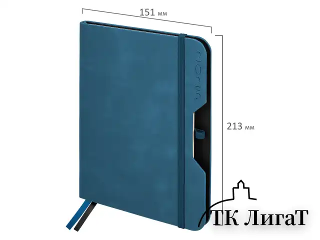 Ежедневник датированный 2025, А5, 151х213 мм, BRAUBERG "Note", под кожу, держатель для ручки, резинка-фиксатор, синий, 115931