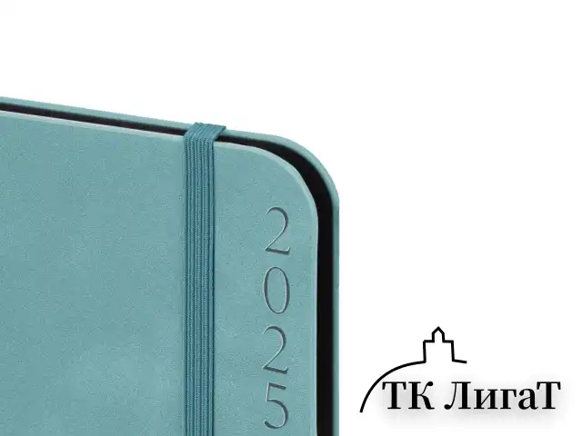 Ежедневник датированный 2025, А5, 151х213 мм, BRAUBERG "Note", под кожу, держатель для ручки, резинка-фиксатор, серо-голубой,115934