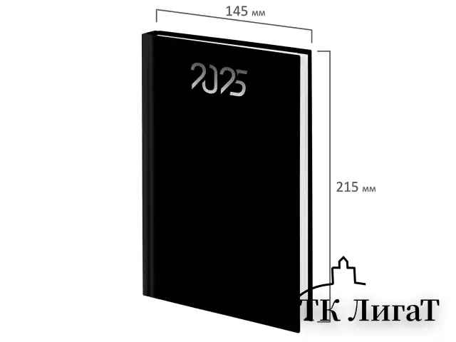Ежедневник датированный 2025 145х215 мм, А5, STAFF, ламинированная обложка, "Black", 116026