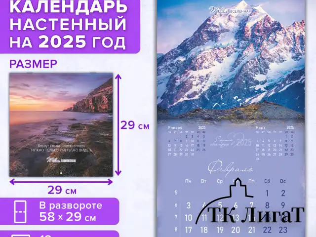 Календарь настенный перекидной на 2025 г., BRAUBERG, 12 листов, 29х29 см, "Твоя вселенная", 116160