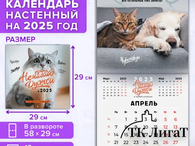 Календарь настенный перекидной на 2025 г., BRAUBERG, 12 листов, 29х29 см, "Не падай духом", 116163