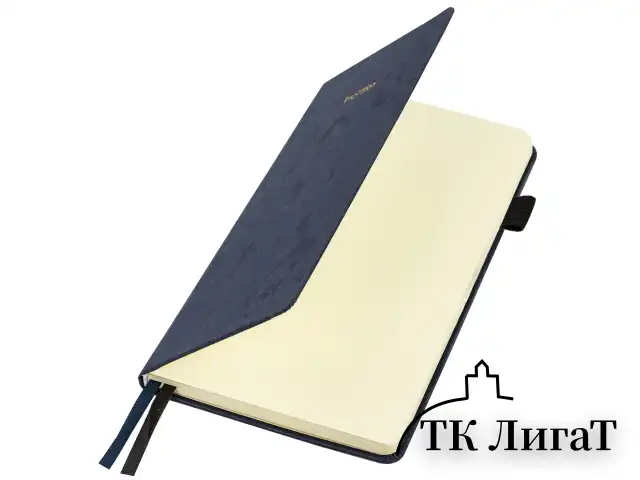 Блокнот А5 138x213 мм, BRAUBERG "Velvet", резинка, держатель, 80 л., клетка, синий, 116239