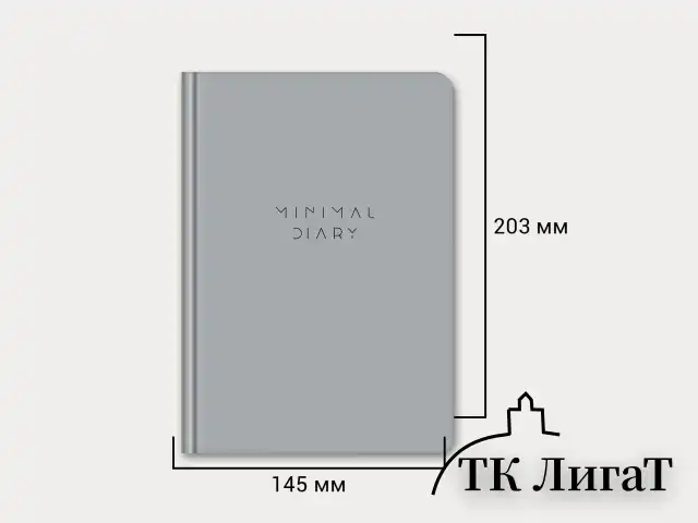 Ежедневник недатированный с резинкой А5 145х203 мм, BRAUBERG, твердый, 160 л, "Minimal", серый, 116302