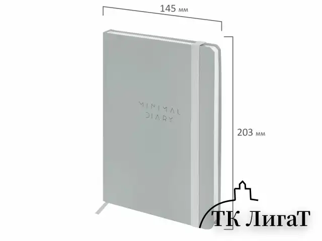 Ежедневник недатированный с резинкой А5 145х203 мм, BRAUBERG, твердый, 160 л, "Minimal", серый, 116302