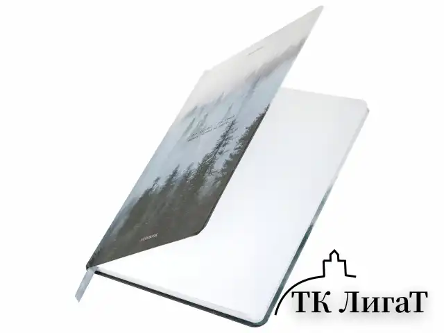 Блокнот с резинкой в клетку 96 л., А5 145х203 мм, твердая обложка, BRAUBERG, "Туман", 116315