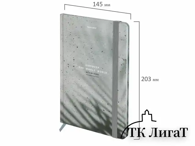 Блокнот с резинкой в клетку 96 л., А5 145х203 мм, твердая обложка, BRAUBERG, "Тени", 116324