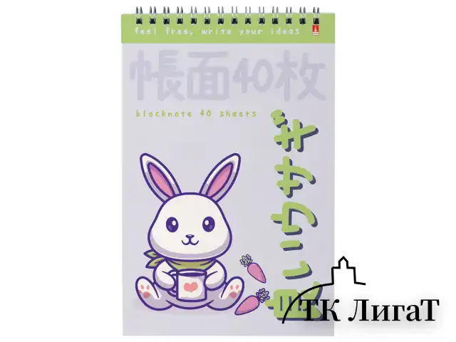 Блокнот А5, 40 л, гребень, картон, клетка, АЛЬТ, KAWAII ANIMALS (4 вида), 3-40-729