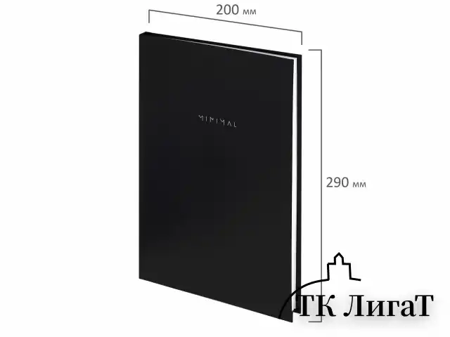 Блокнот БОЛЬШОЙ ФОРМАТ 200х290 мм, А4, 80 л., твердый, клетка, BRAUBERG "Minimal", черный, 116432