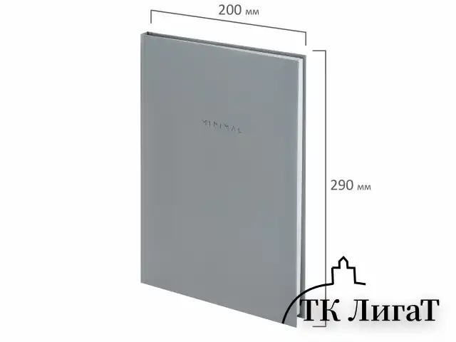 Блокнот БОЛЬШОЙ ФОРМАТ 200х290 мм, А4, 80 л., твердый, клетка, BRAUBERG "Minimal", серый, 116433