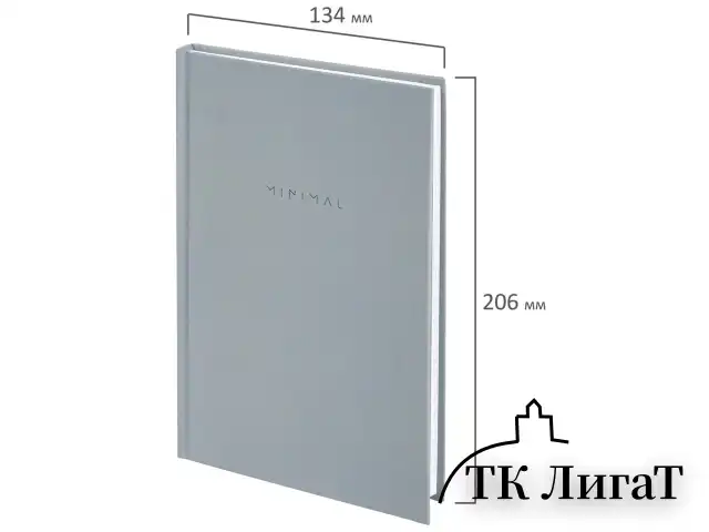 Блокнот А5 134х206 мм, 80 л., твёрдый, клетка, BRAUBERG "Minimal", серый, 116437