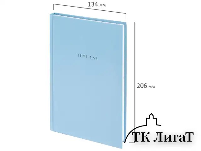 Блокнот А5 134х206 мм, 80 л., твёрдый, клетка, BRAUBERG "Minimal", голубой, 116442