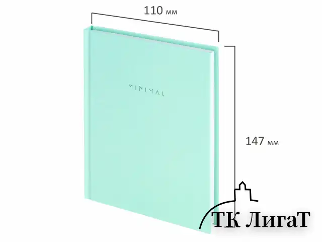 Блокнот МАЛЫЙ ФОРМАТ 110х147 мм, А6, 80 л., твердый, клетка, BRAUBERG "Minimal", мятный, 116451