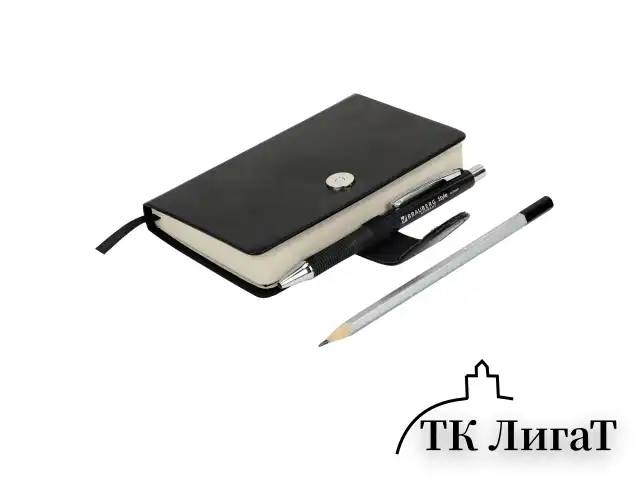 Скетчбук, слоновая кость 140 г/м2 90х140 мм, 80 л., КОЖЗАМ, застежка, BRAUBERG ART CLASSIC, черный,116458