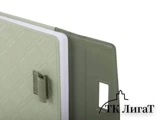 Ежедневник недатированный А5 145х215 мм, BRAUBERG "Stitch", под кожу, магнит, 160 л., оливковый, 116588