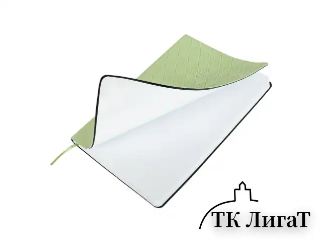 Блокнот А5 138x213 мм, BRAUBERG "Tissage", под кожу, 80 л., резинка, клетка, оливковый, 116602