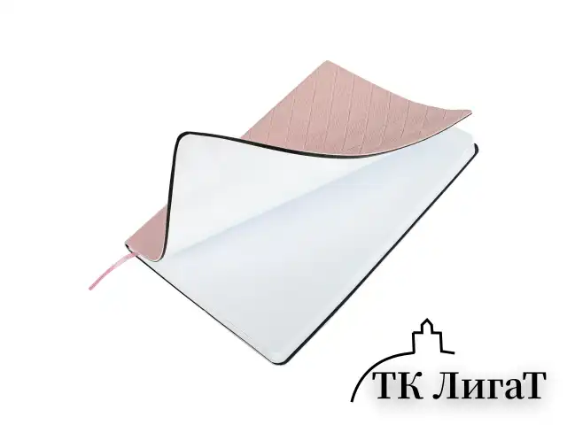 Блокнот А5 138x213 мм, BRAUBERG "Tissage", под кожу, 80 л., резинка, клетка, нежно-розовый, 116604