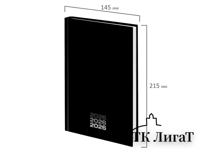 Ежедневник датированный 2026 145х215 мм, А5, STAFF, ламинированная обложка, "Black style", 117325