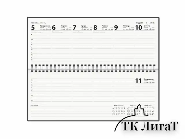 Планинг датированный 2026 285х112 мм, STAFF, гребень, картонная обложка, 64 л., "Black style", 117363