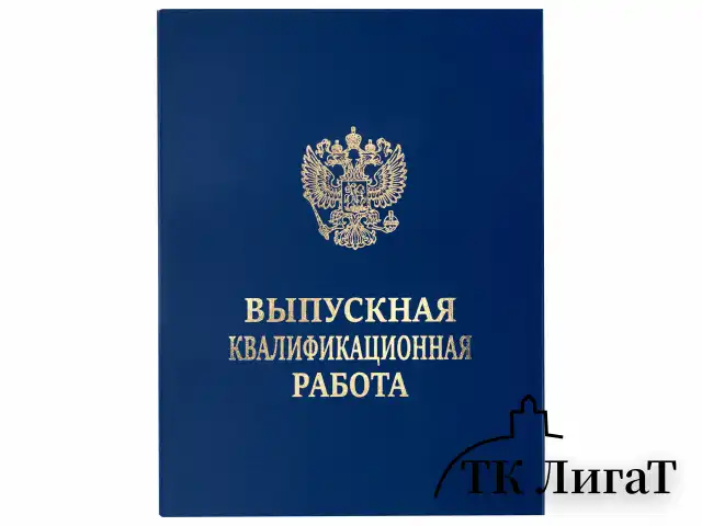 Папка-обложка "Выпускная квалификационная работа" STAFF, А4, 3 отверстия под дырокол, шнур, Синяя, 117576