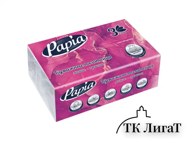 Полотенца бумажные (1 пачка – 100 листов) PAPIA (H3) UNIT PACK, 3-слойные, 23х20,5 см, V-сложение, 5090823