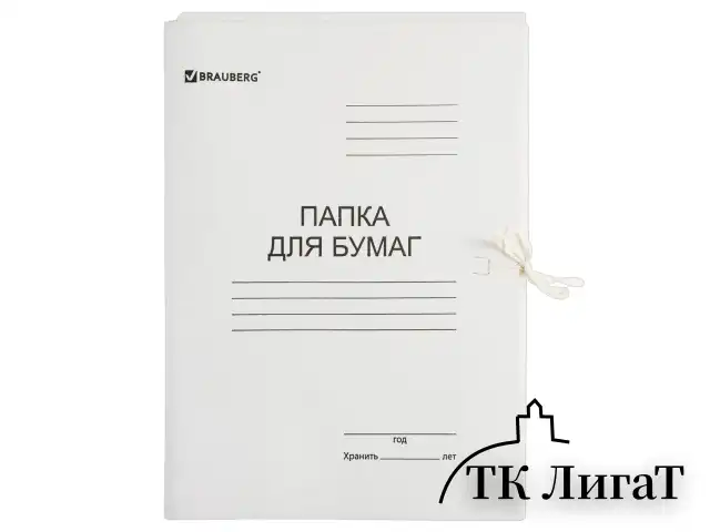 Папка для бумаг с завязками картонная BRAUBERG, гарантированная плотность 300 г/м2, до 200 листов, 124567
